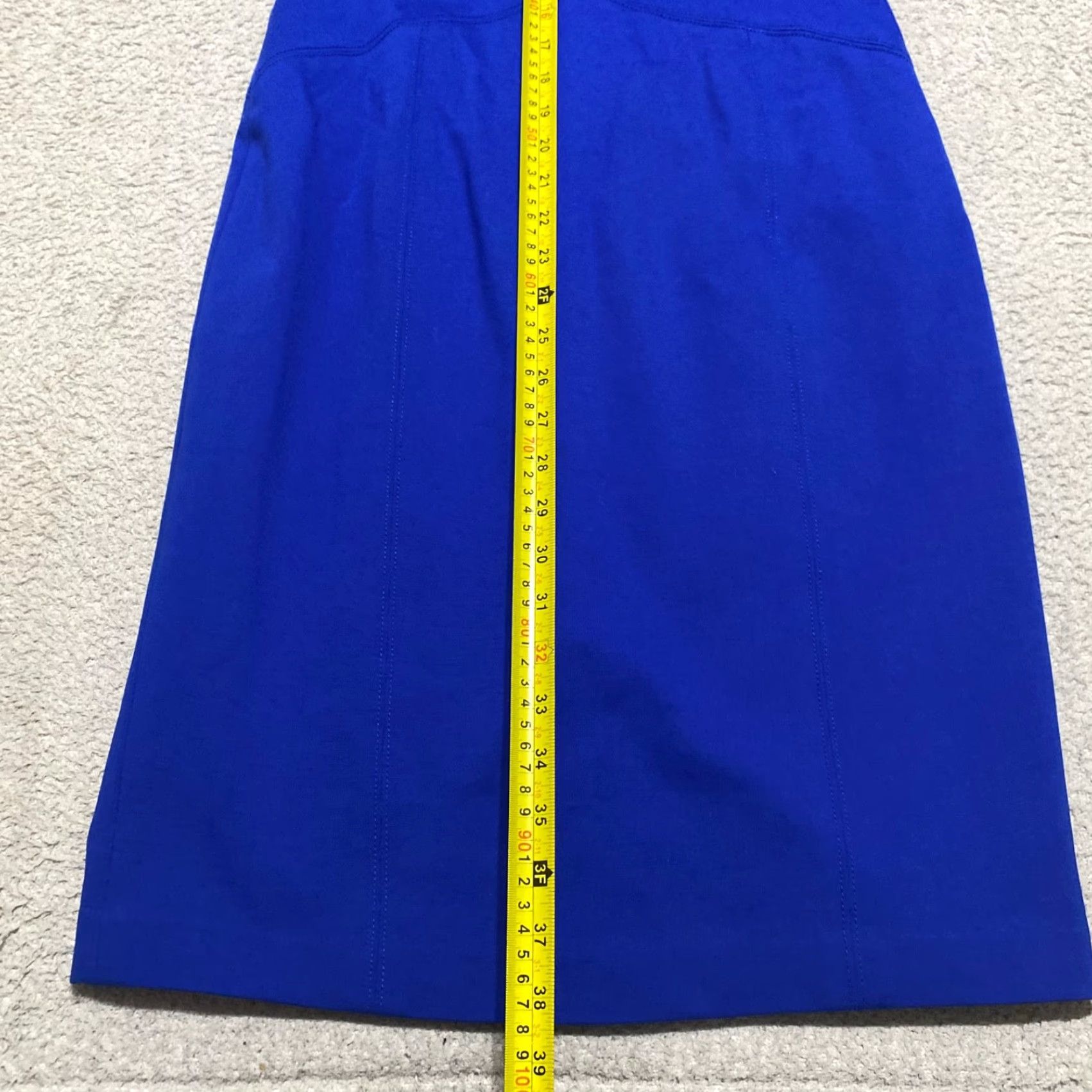 White House Black Market White House Black Market Dress Womens 6 Blue Ponte Short Sleeve Sheath Boat Neck Size 28" / US 6 / IT 42 - 5 Thumbnail