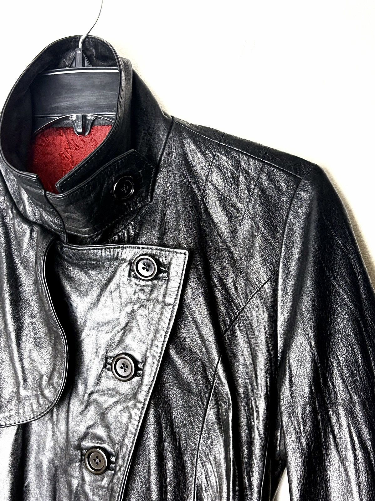 Genuine Leather PRUNE Gothic Vampire Leather Trench Coat Size L / US 10 / IT 46 - 6 Thumbnail