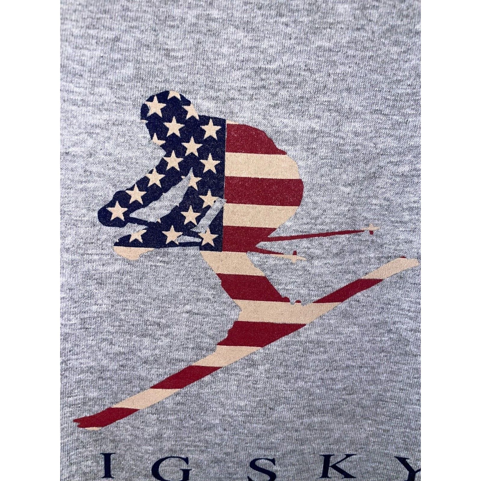 Jerzees Vintage Big Sky Shirt USA Ski Star Skier Gray Tee 90s Large Size US L / EU 52-54 / 3 - 3 Thumbnail