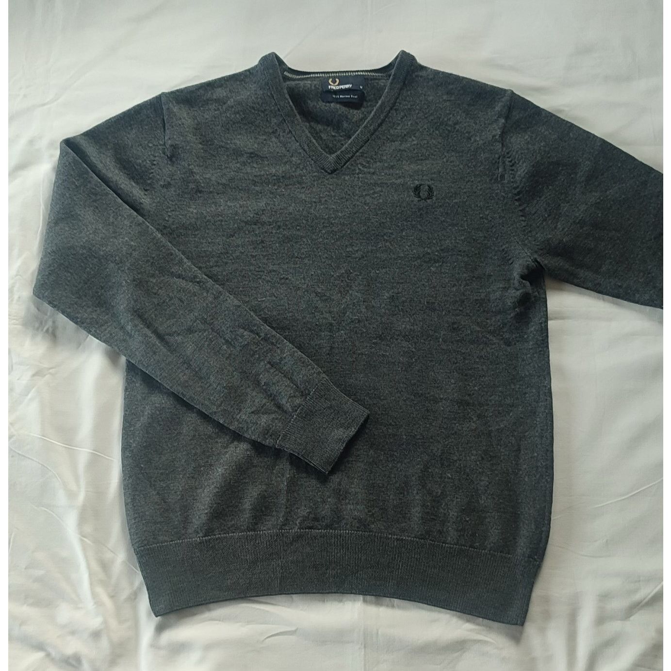 Fred Perry Fred Perry V-Neck Sweater, Dark Grey, Size M Size US M / EU 48-50 / 2 - 1 Thumbnail