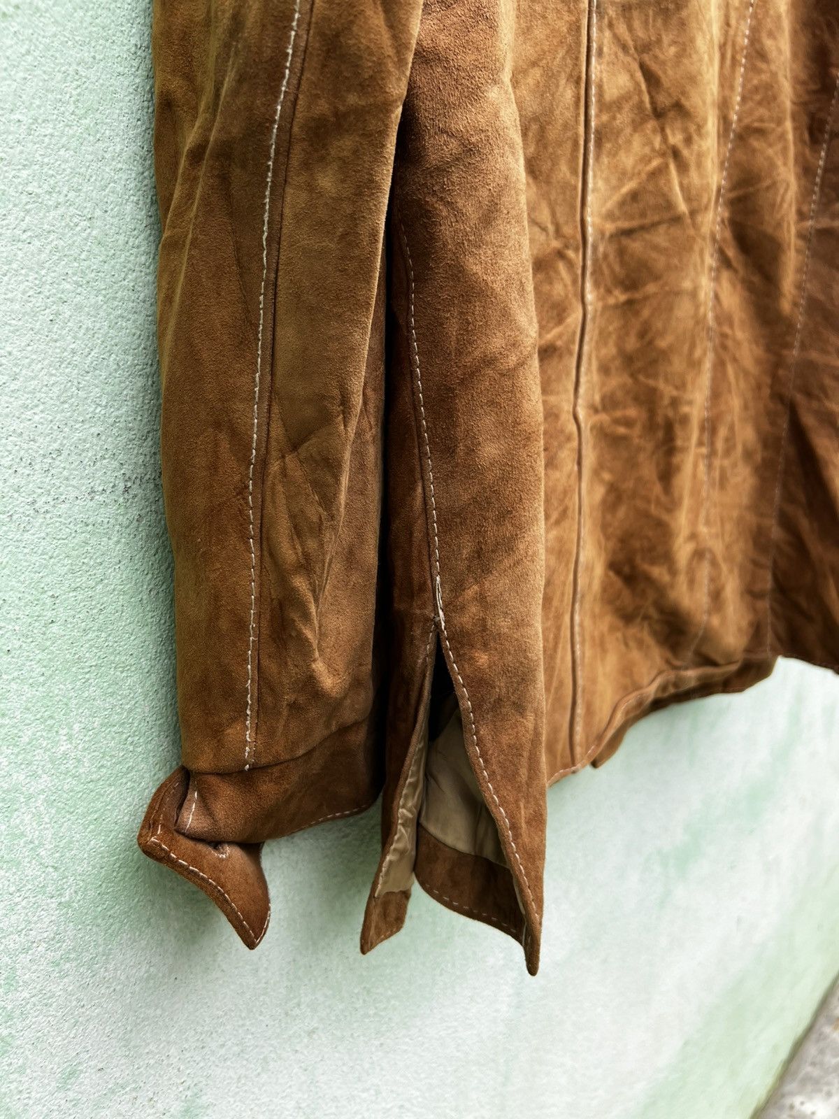 Leather Vintage 70s German Suede Leather Safari Jacket Brown Size US M / EU 48-50 / 2 - 14 Thumbnail