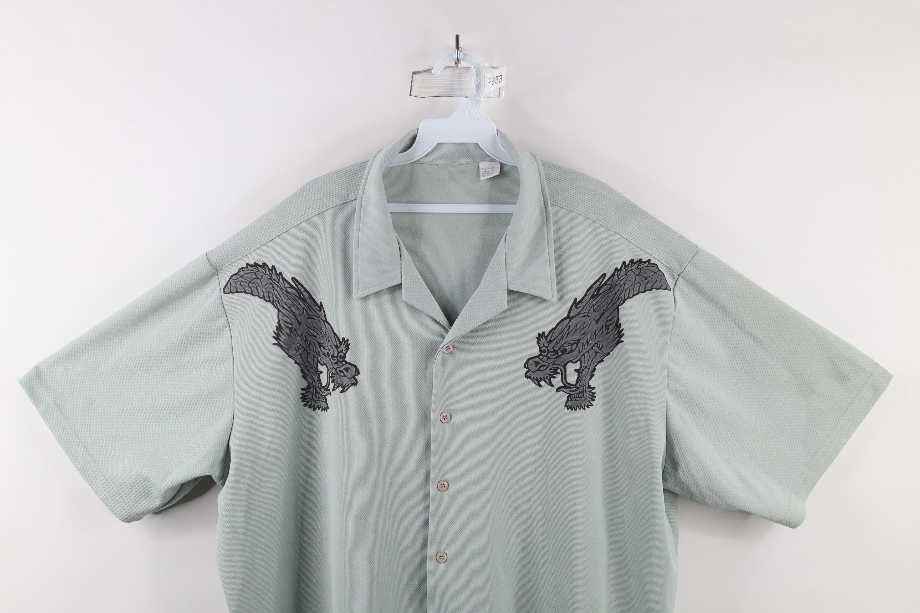 Vintage Vintage 90s Short Sleeve Bowling Button Shirt Gray USA Size US XL / EU 56 / 4 - 2 Thumbnail