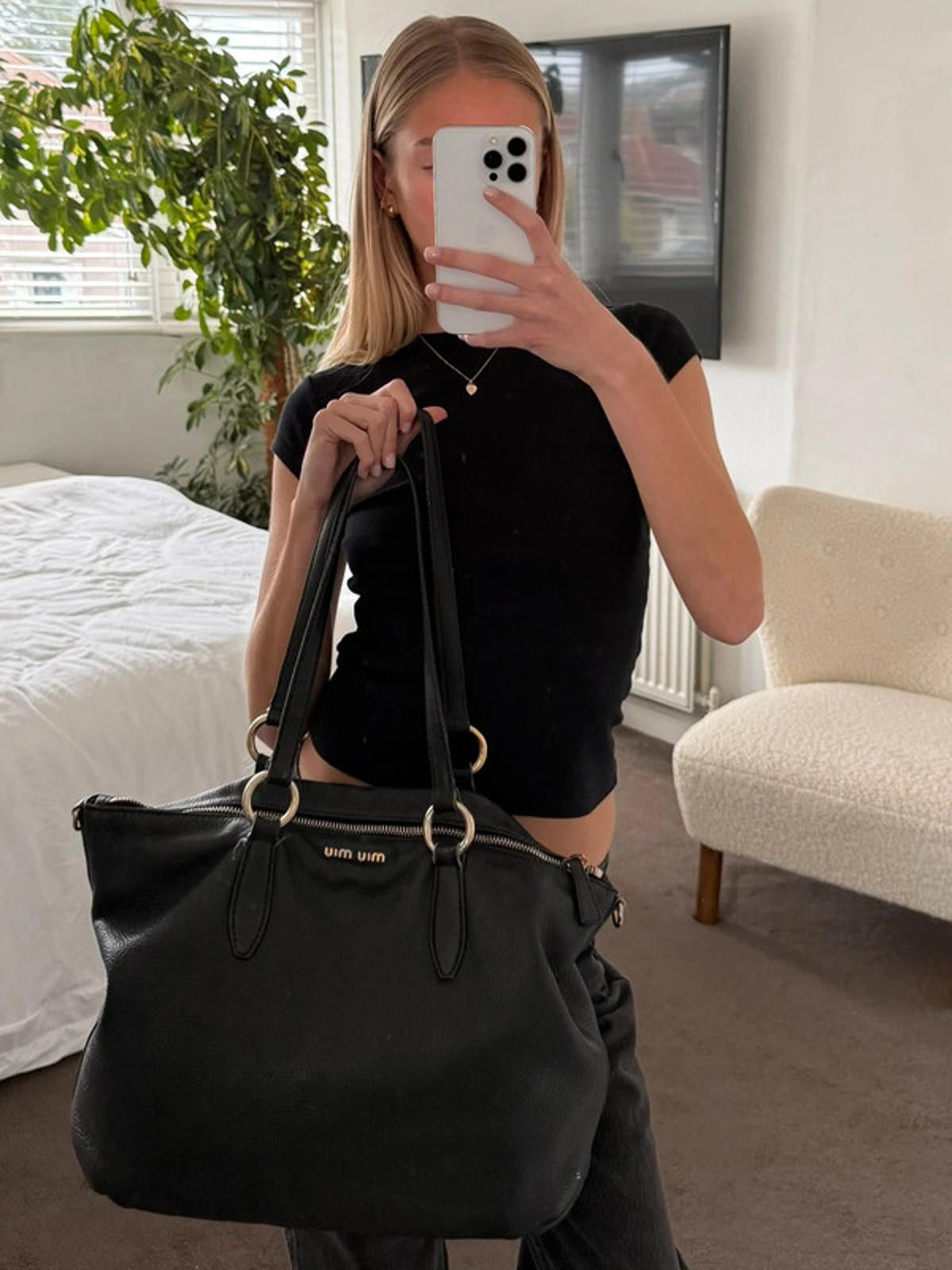 Miu Miu Miu Miu black leather tote bag Size ONE SIZE - 2 Thumbnail