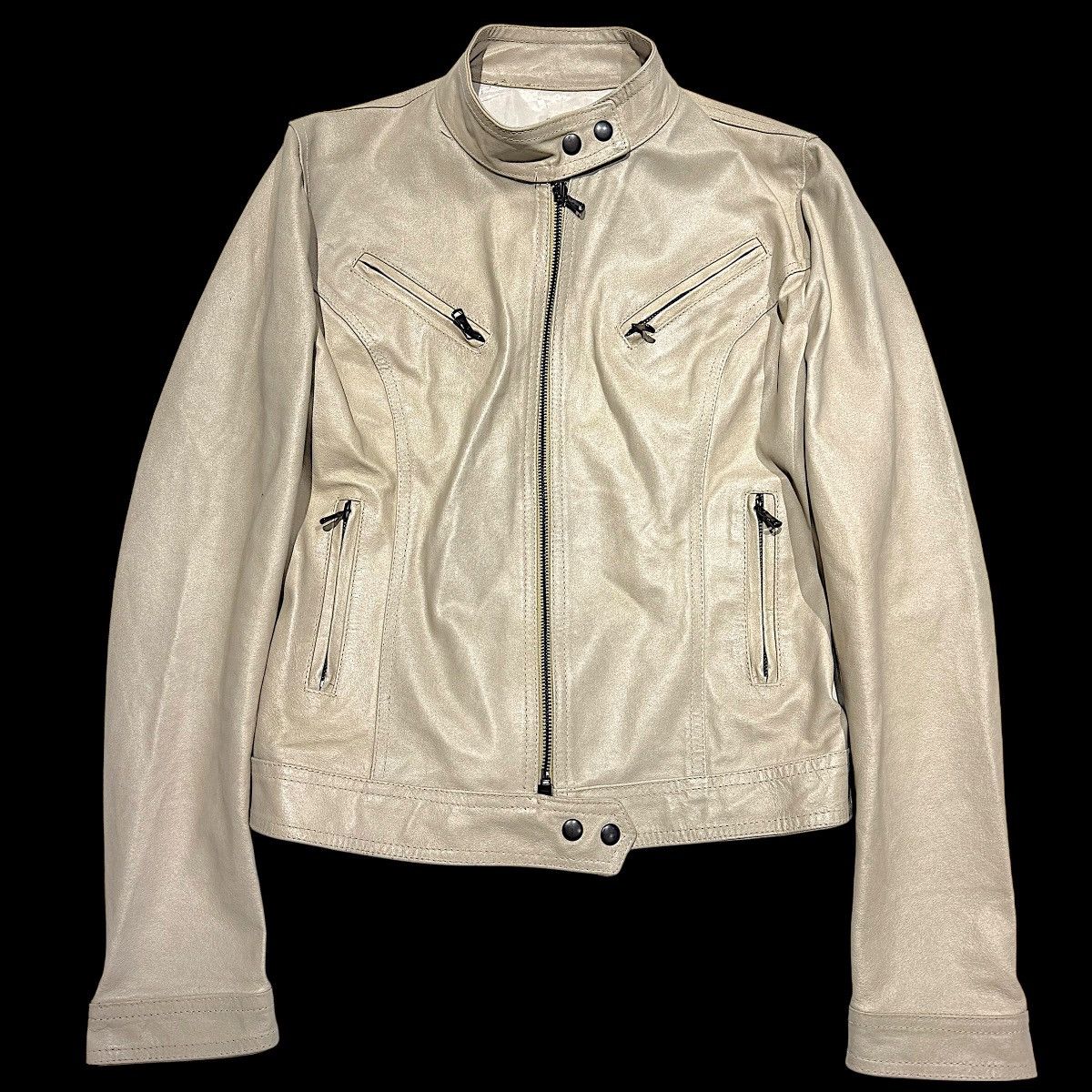 Other Vintage slim y2k leather jacket skinny Size L / US 10 / IT 46 - 2 Thumbnail