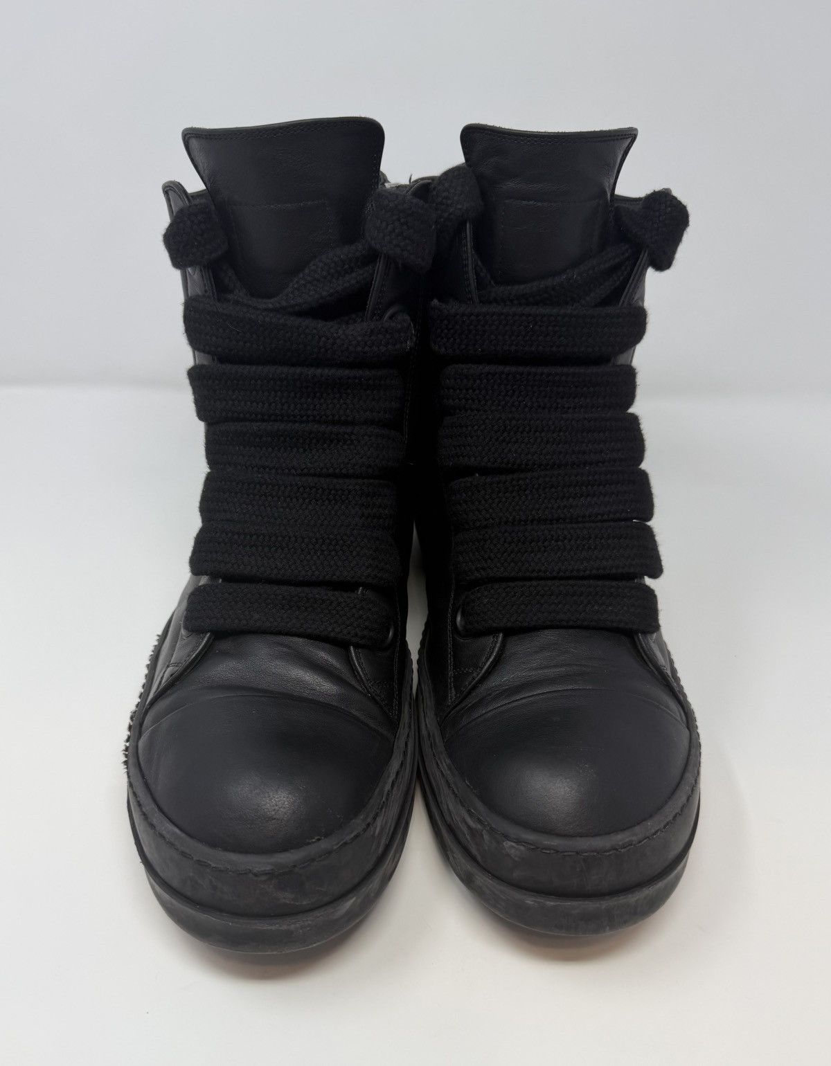 Rick Owens Rick Owens Jumbo Lace Mainline Leather Ramones Triple Black Size US 12 / EU 45 - 2 Thumbnail