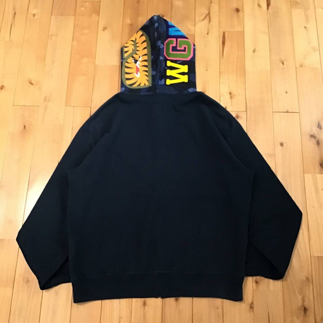 Bape 2007 BAPE Blue camo x Navy shark full zip hoodie APE NIGO Size US L / EU 52-54 / 3 - 3 Thumbnail