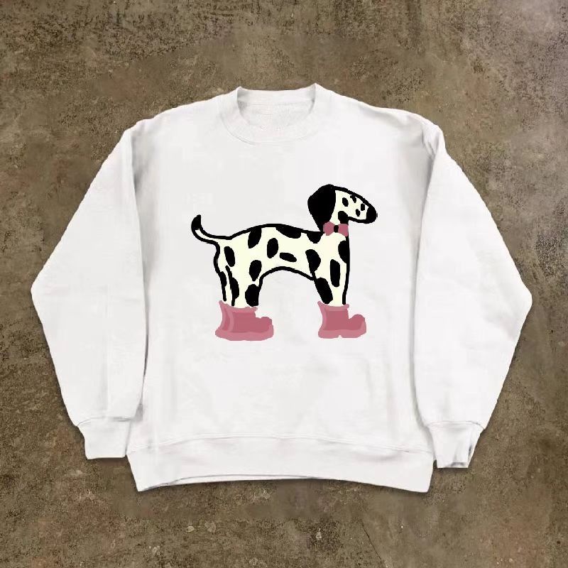 Vintage White retro spotted dog print sweatshirt y2k Size US M / EU 48-50 / 2 - 1 Thumbnail