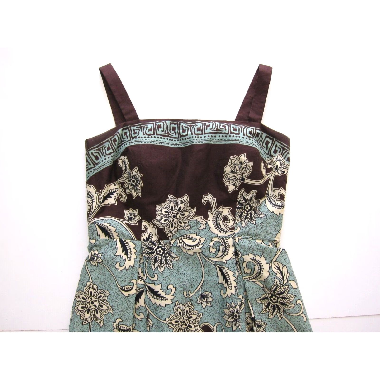 Madison Madison Leigh Brown Green Floral Hawaiian Empire Tank Sun Summer Dress Woman 8 Size M / US 6-8 / IT 42-44 - 3 Thumbnail