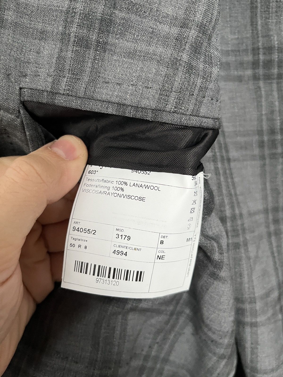 L.B.M. 1911 L.B.M 1911 Gray Check Plaid Wool Blazer Size 50R - 13 Thumbnail
