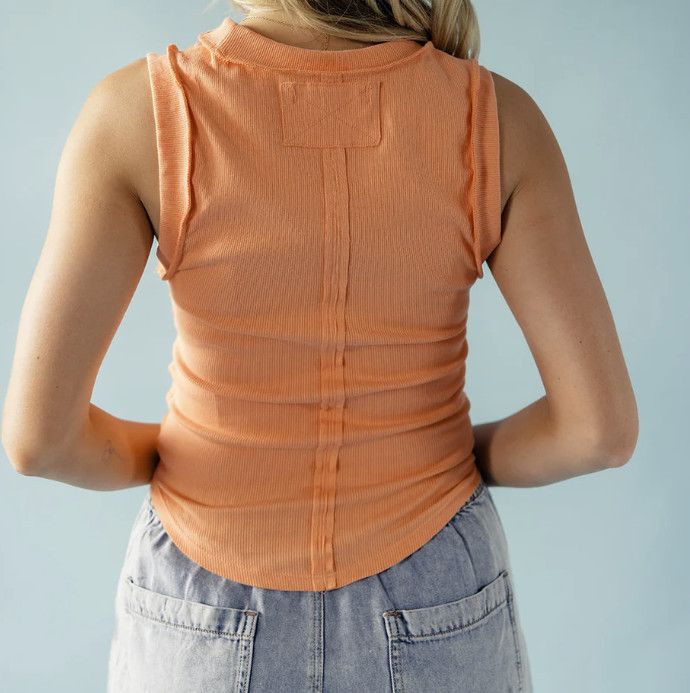 Free People We The Free People Kate Rib Tank Coral ( L ) Size L / US 10 / IT 46 - 2 Thumbnail