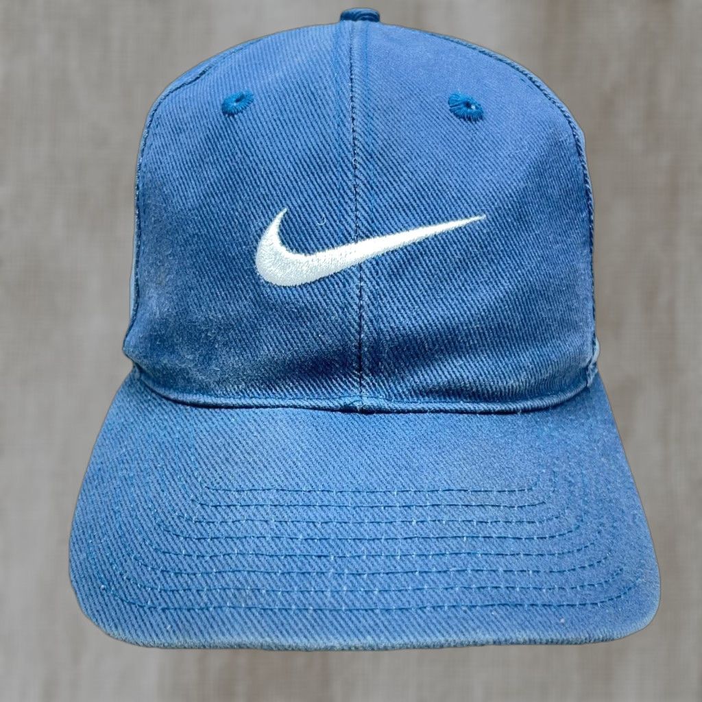 Nike Vintage Nike Hat Cap Snap Back Blue White Center Swoosh 90s Y2K Faded Grunge Size ONE SIZE - 1 Thumbnail