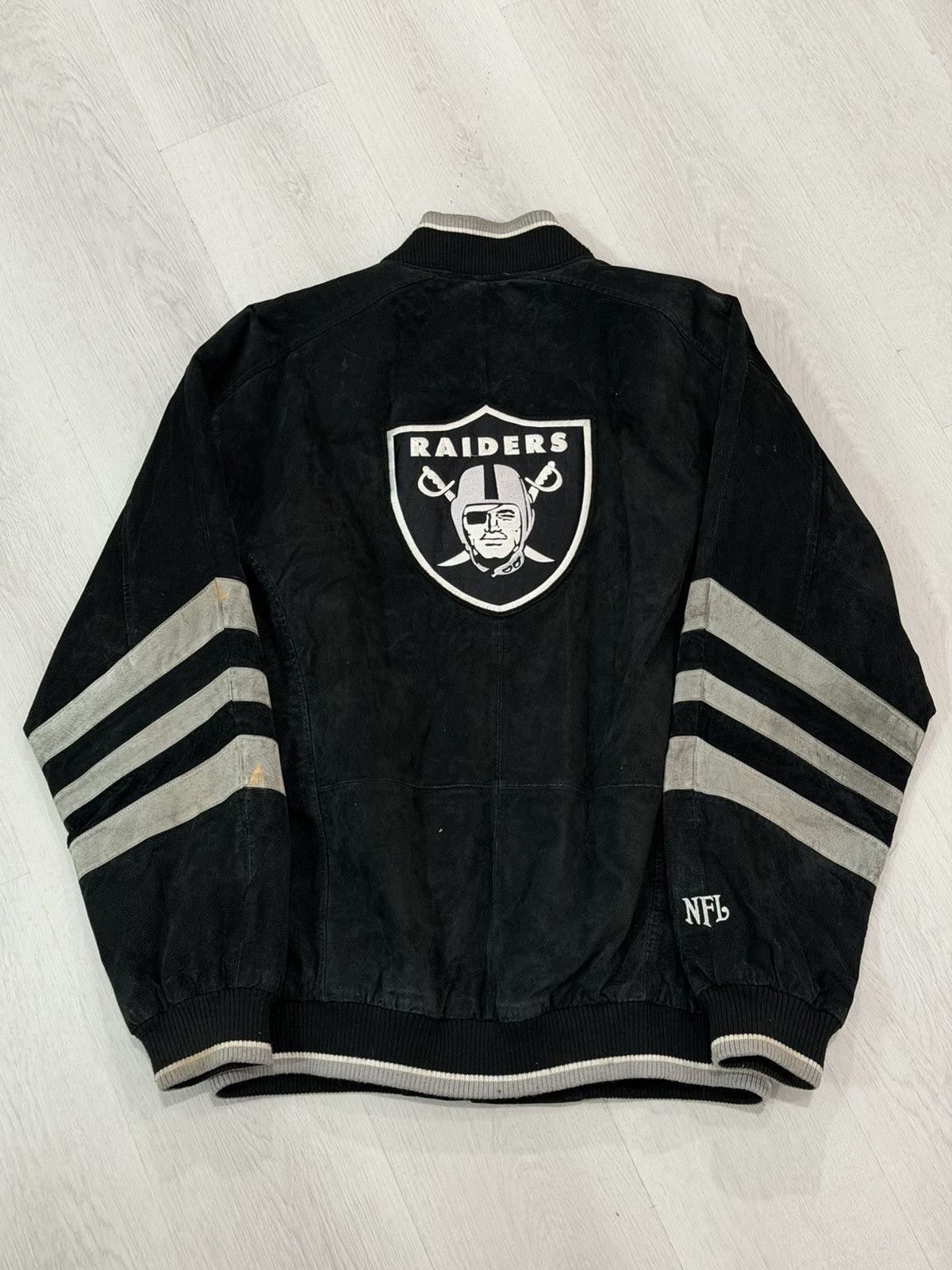 NFL Vintage Y2K Oakland Raiders Varsity Suede Leather Jacket L Size US L / EU 52-54 / 3 - 12 Thumbnail
