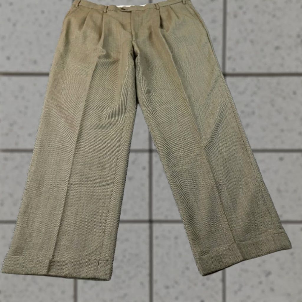 Ralph Lauren VINTAGE Ralph Lauren Pants Mens 38X32 Brown Wool Houndstooth Pleated Dress Trousers Cuff Size US 38 / EU 54 - 1 Thumbnail