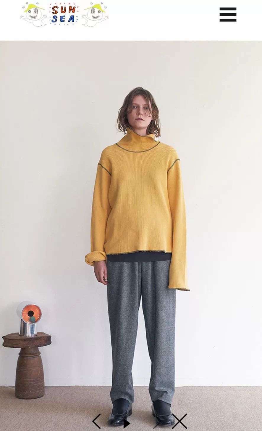 SUNSEA Sunsea Yellow Cotton Waffle High Neck T-shirt Size M / US 6-8 / IT 42-44 - 1 Thumbnail