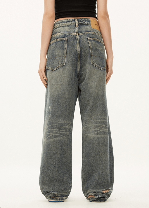 Japanese Brand × Jean Street men's hiphop straight street ripped beggar jeans Size US 32 / EU 48 - 6 Thumbnail