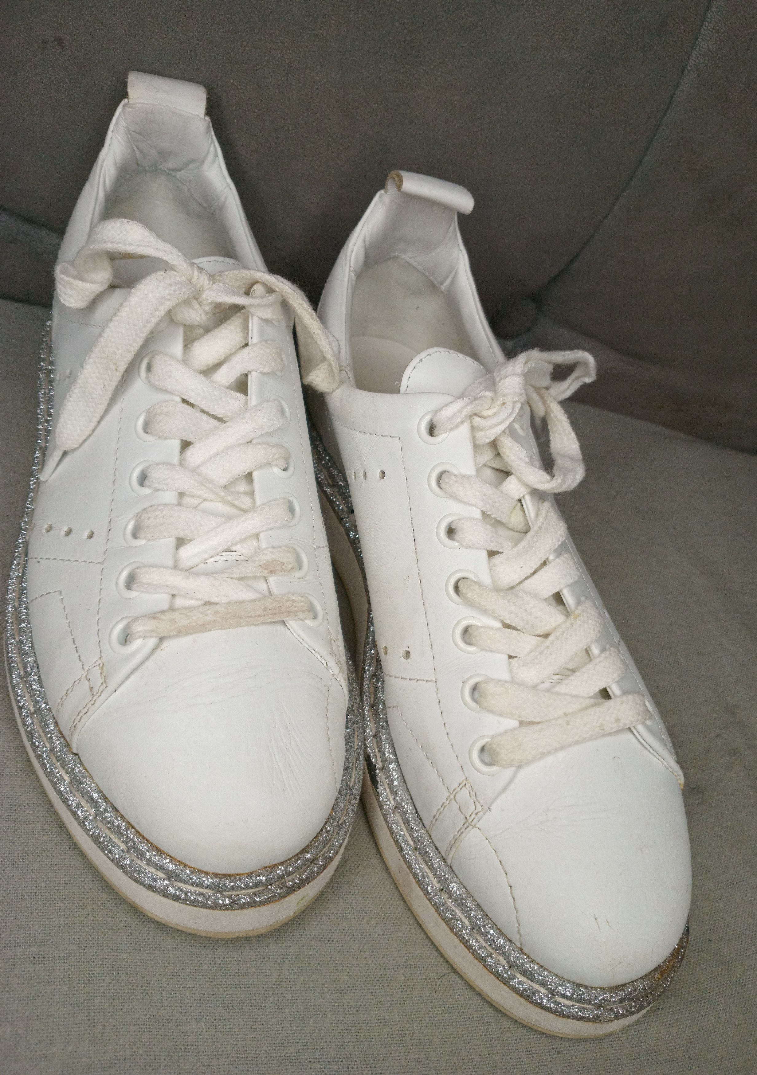 Golden Goose Starter glitter trimmed sneakers.