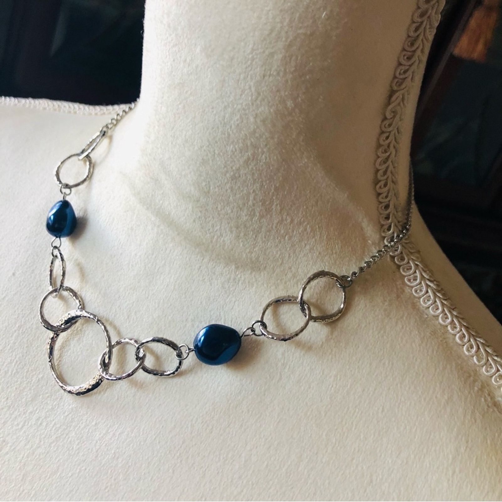 Jewelry Peacock blue simulated pearl necklace and earring set Size ONE SIZE - 7 Thumbnail