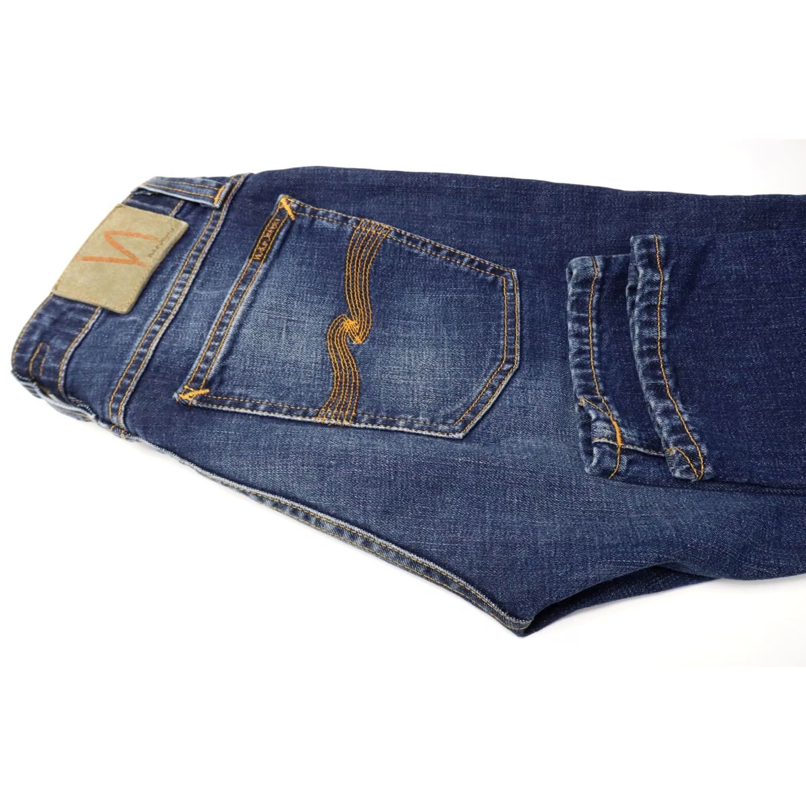 Vintage Nudie Skinny Lin Flat Love Jeans Mens W28/L32 Faded Whiskers Zip Fly Stretched Size US 28 / EU 44 - 5 Thumbnail