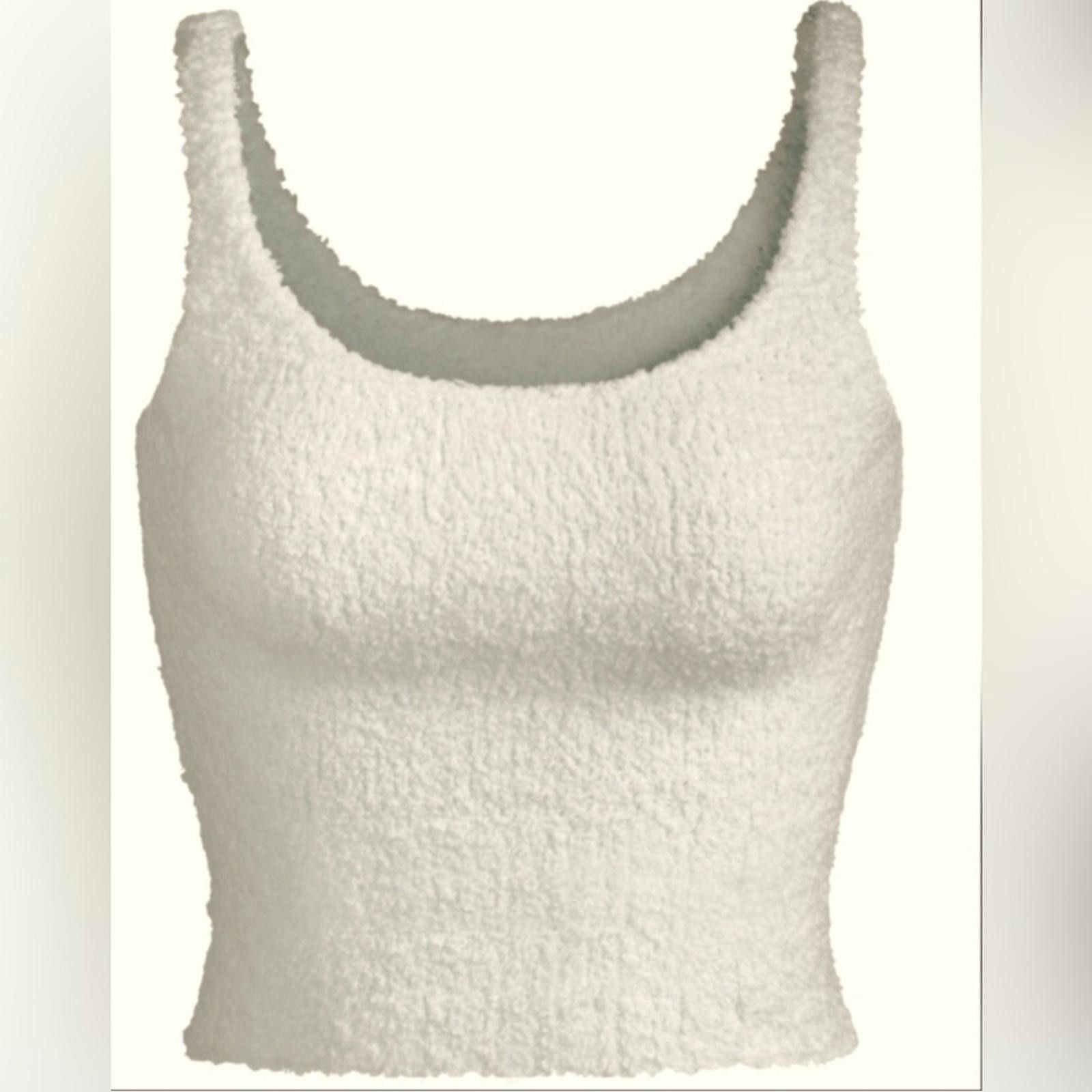 Swims SKIMS Fuzzy Cropped Tank Top Intimates Loungewear Cream L/XL Size XL / US 12-14 / IT 48-50 - 2 Thumbnail