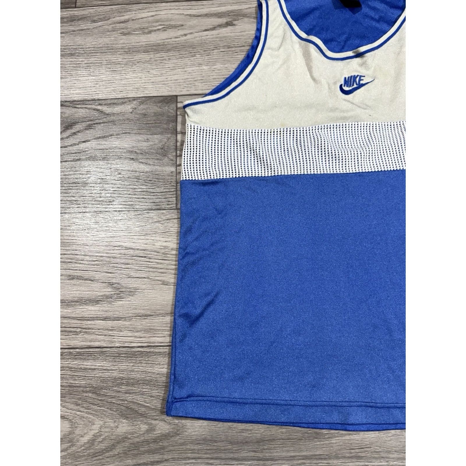 Nike Nike 1980s Athletic Running Tank Top Jersey Unisex Adults L Blue/Beige/gray USA UK Made Nike 1980 Model Size US L / EU 52-54 / 3 - 3 Thumbnail