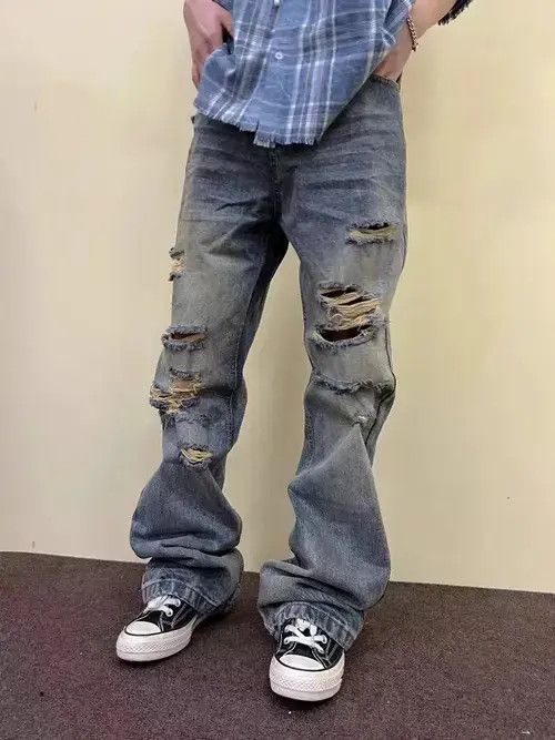 Jean Vintage distressed straight-leg bootcut jeans Size US 34 / EU 50 - 3 Thumbnail