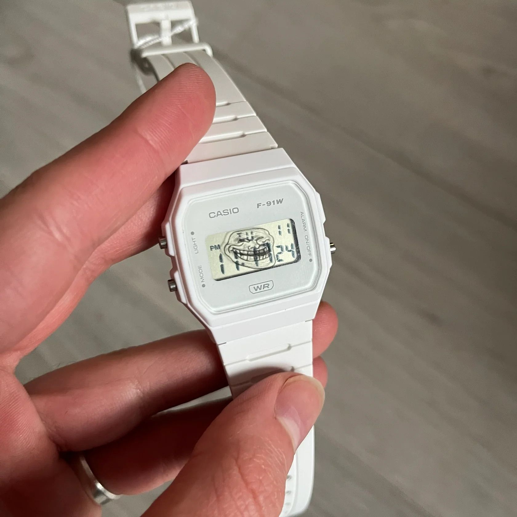 Casio Casio F-91W "Trollface" White Digital Watch Size ONE SIZE - 2 Thumbnail
