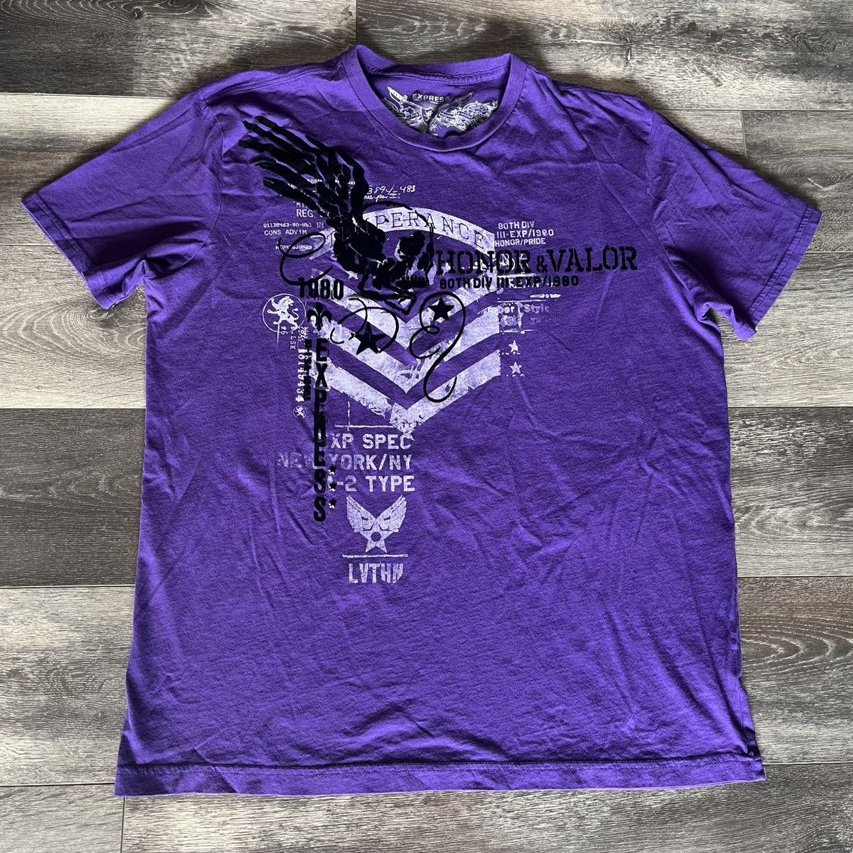 Affliction Vintage Y2K Express Affliction Skull Wings Graphic Logo Tee Size US XL / EU 56 / 4 - 1 Thumbnail