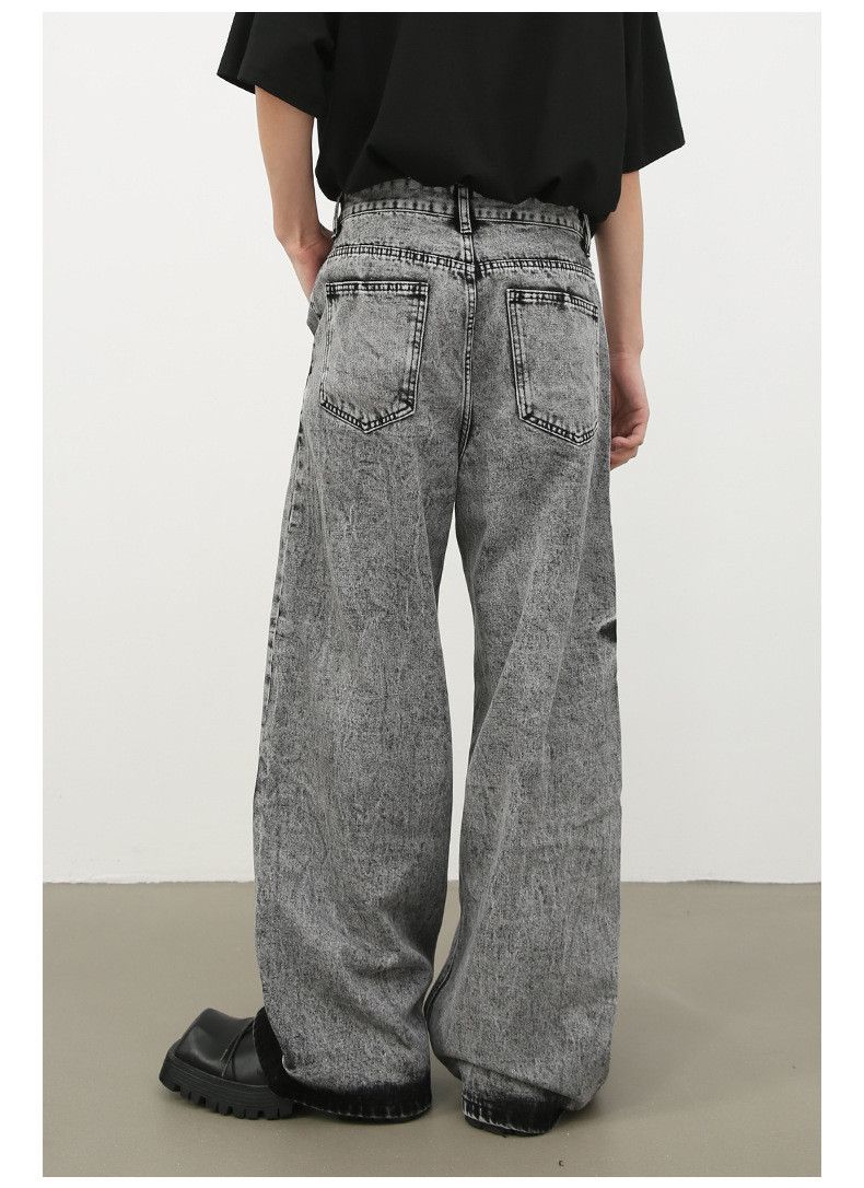 Japanese Brand Heavy washed trendy loose retro belt wide-leg jeans Size US 34 / EU 50 - 6 Thumbnail