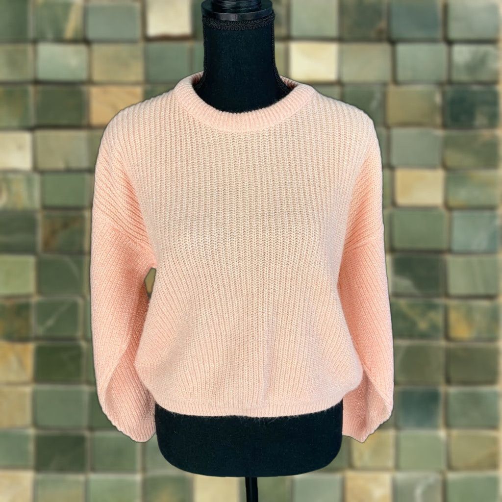 Pinko VINTAGE Spring Seasons Peach Pink Silver Metallic Long Sleeve Sweater Size Small Regular S/M Womens Size S / US 4 / IT 40 - 1 Thumbnail