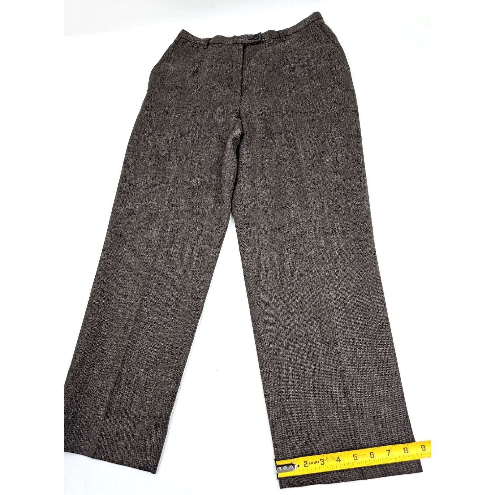 Pendleton VINTAGE Pendleton Pants Women 14 Wool Virgin Wool Herringbone Lined 31x28 Brown Black Pockets Classic 80s 90s Retro Academia Mens Womens Size 36" / US 14 / IT 50 - 4 Thumbnail