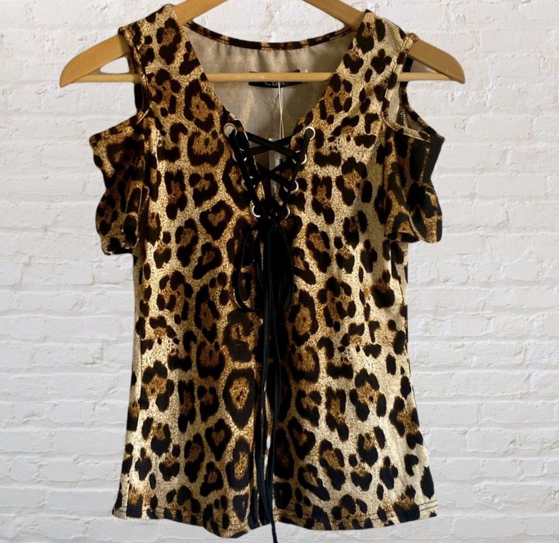 Other COLD SHOULDER SHOE TIE FRONT LEOPARD ANIMAL PRINT TOP Size M / US 6-8 / IT 42-44 - 6 Thumbnail