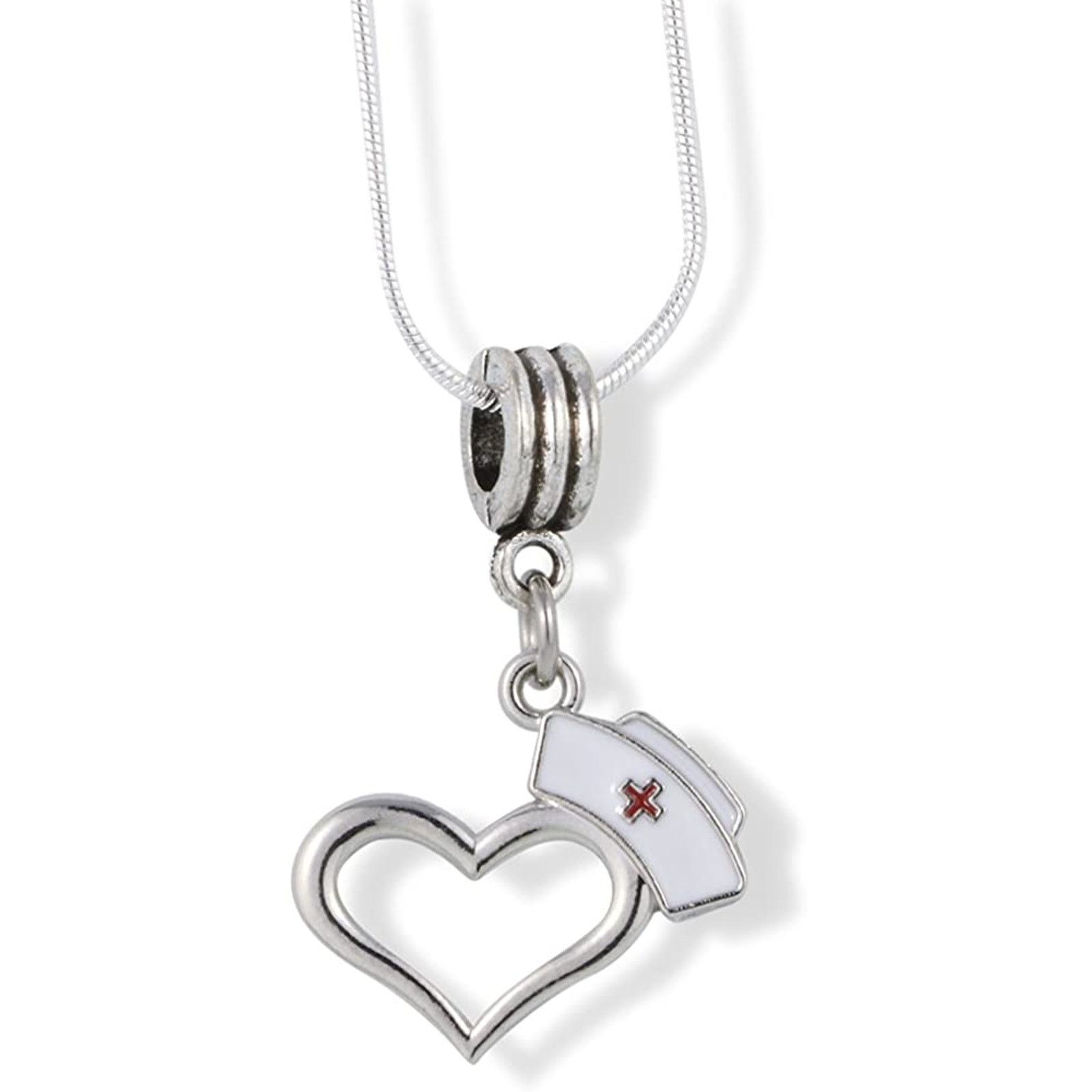 & Other Stories Nurse Hat on Heart Charm Snake Chain Necklace Size ONE SIZE - 1 Thumbnail