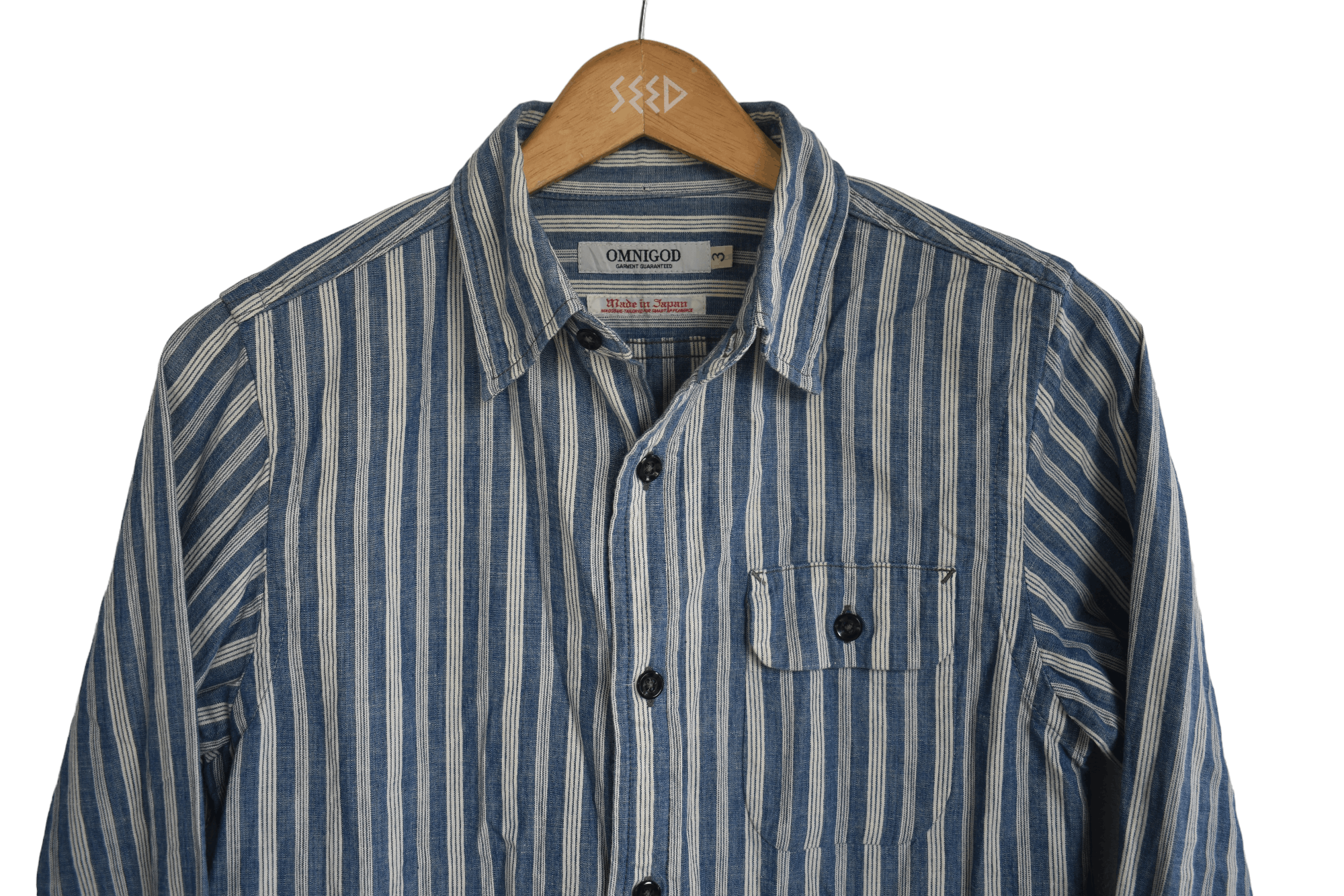 Japanese Brand × OMNIGOD Omnigod Selvadge Stripe Denim Shirt Size US S / EU 44-46 / 1 - 2 Thumbnail