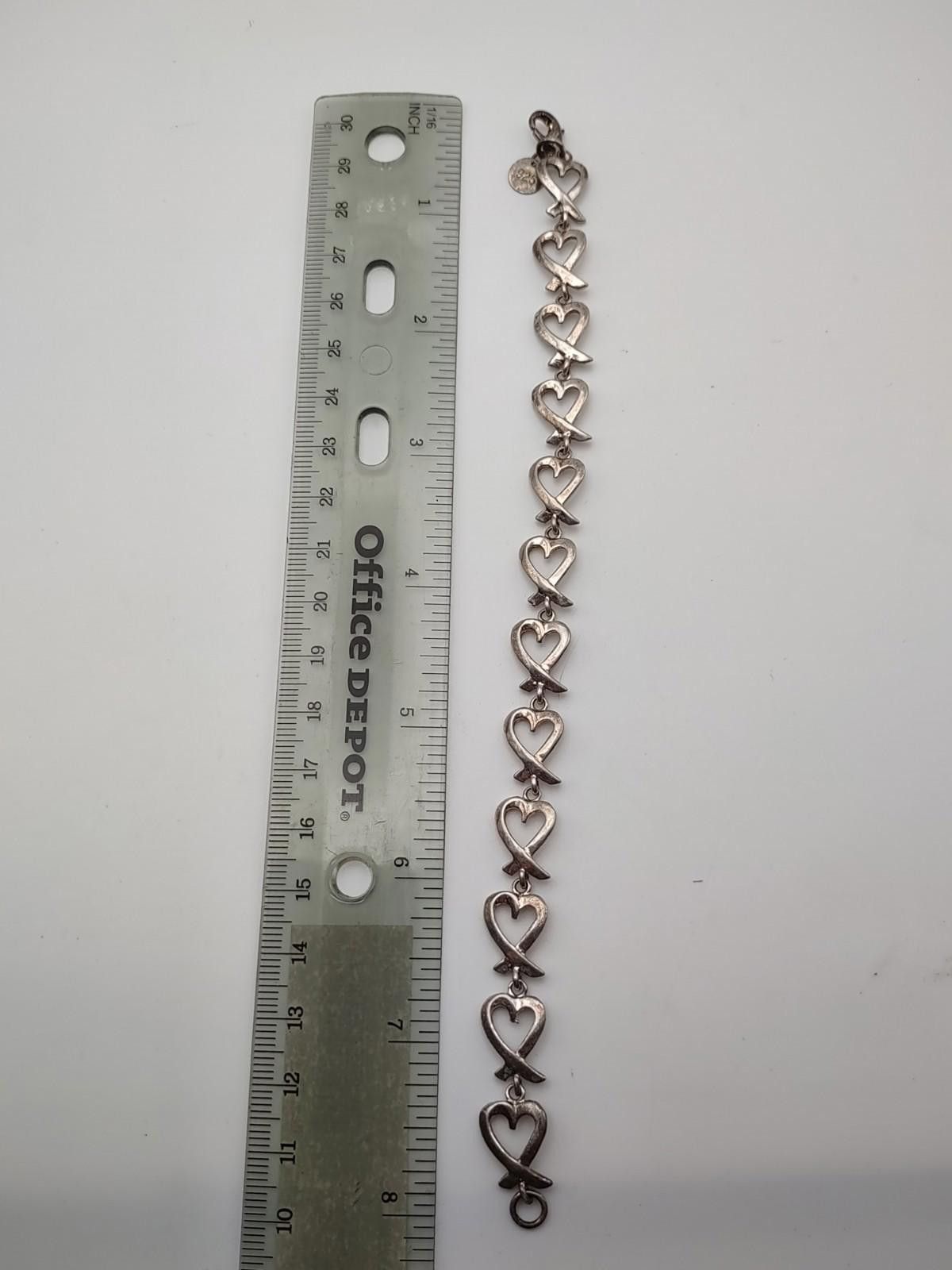 Sterling Silver Sterling Silver Open Heart Link Bracelet 10.4g Size ONE SIZE - 3 Thumbnail