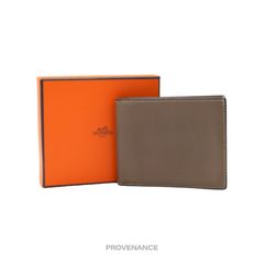 HERMES Mens Epsom Billfold Wallet Orange 25864