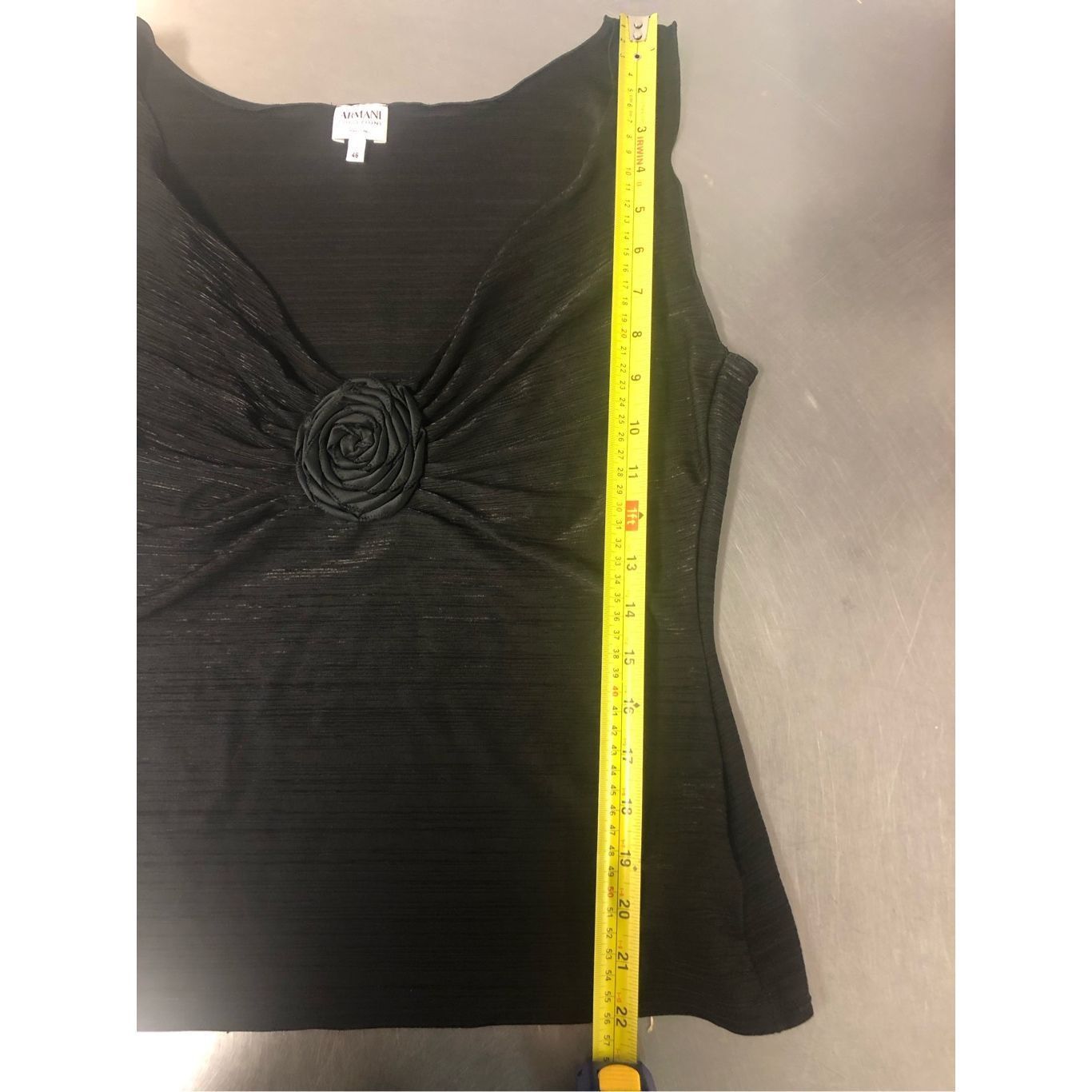 Armani Collezioni Armani Collezioni Women’s Formal Black Center Rose Tank Blouse Size 46 Size L / US 10 / IT 46 - 7 Thumbnail