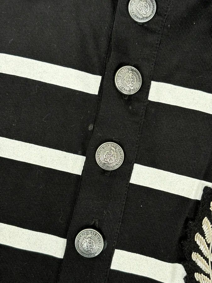 Balmain AW2018 Balmain Black Cotton Striped Polo Sweater Size US M / EU 48-50 / 2 - 8 Thumbnail