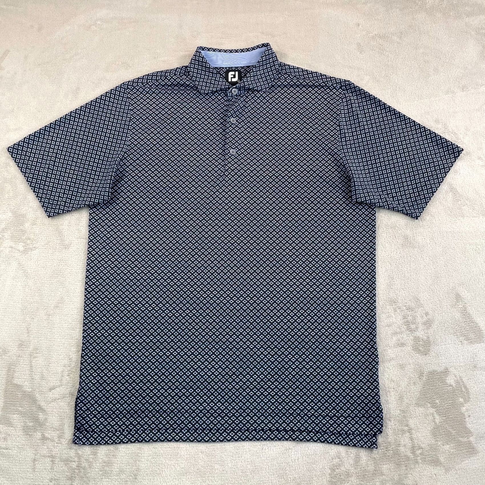 Footjoy FootJoy Polo Shirt Men L Black FootJoy Lisle Ogee Print Spread Collar Golf Polo Shirt Men Large Black Royal NEW Size US L / EU 52-54 / 3 - 3 Thumbnail