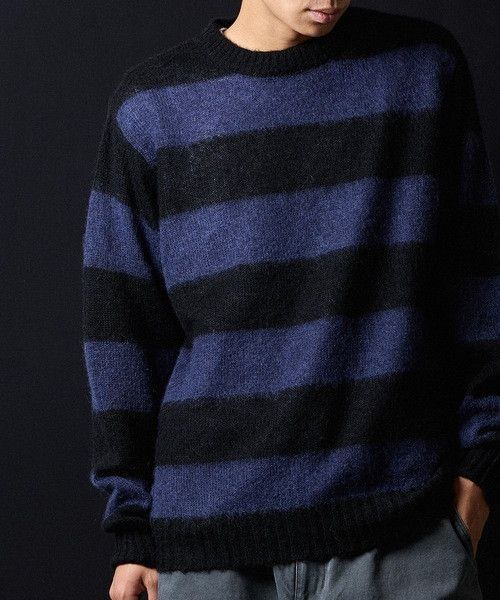 Number (N)ine number nine MOHAIR WIDE STRIPED KNIT Sweater Size US XL / EU 56 / 4 - 3 Thumbnail