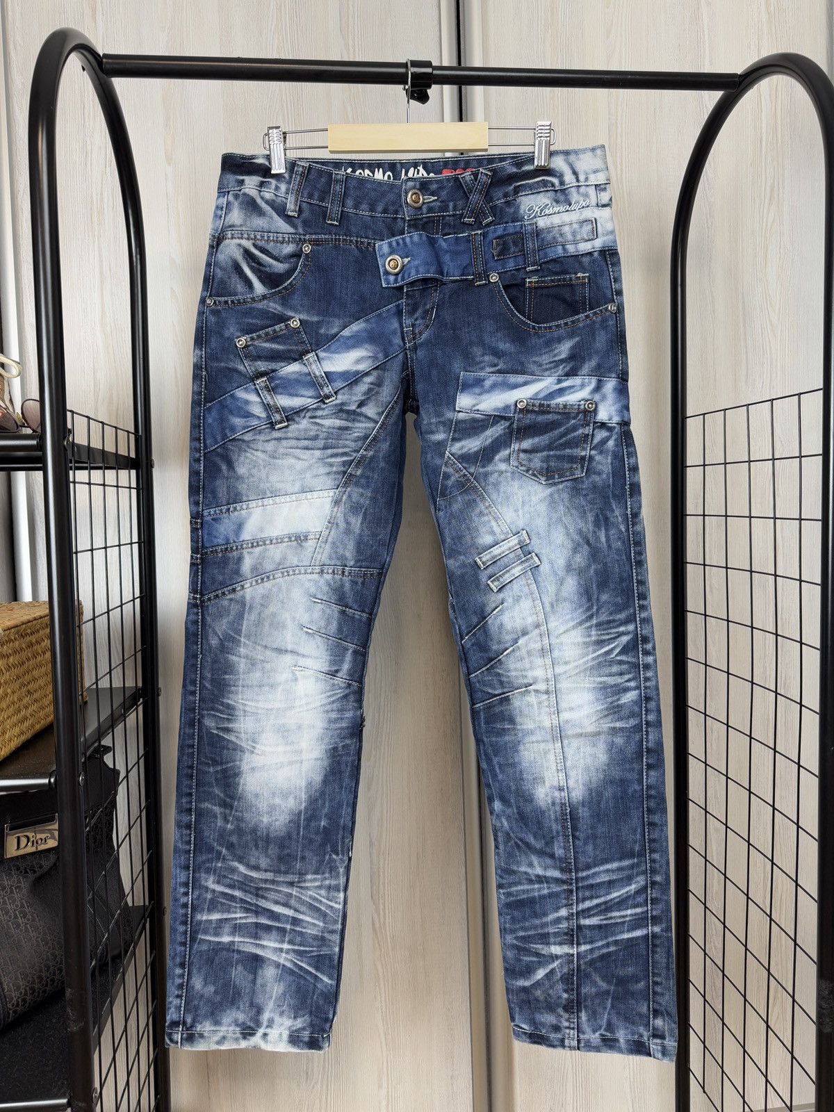 Japanese Brand Kosmo Lupo avant garde blue faded multipocket jeans denim Size US 33 - 1 Thumbnail