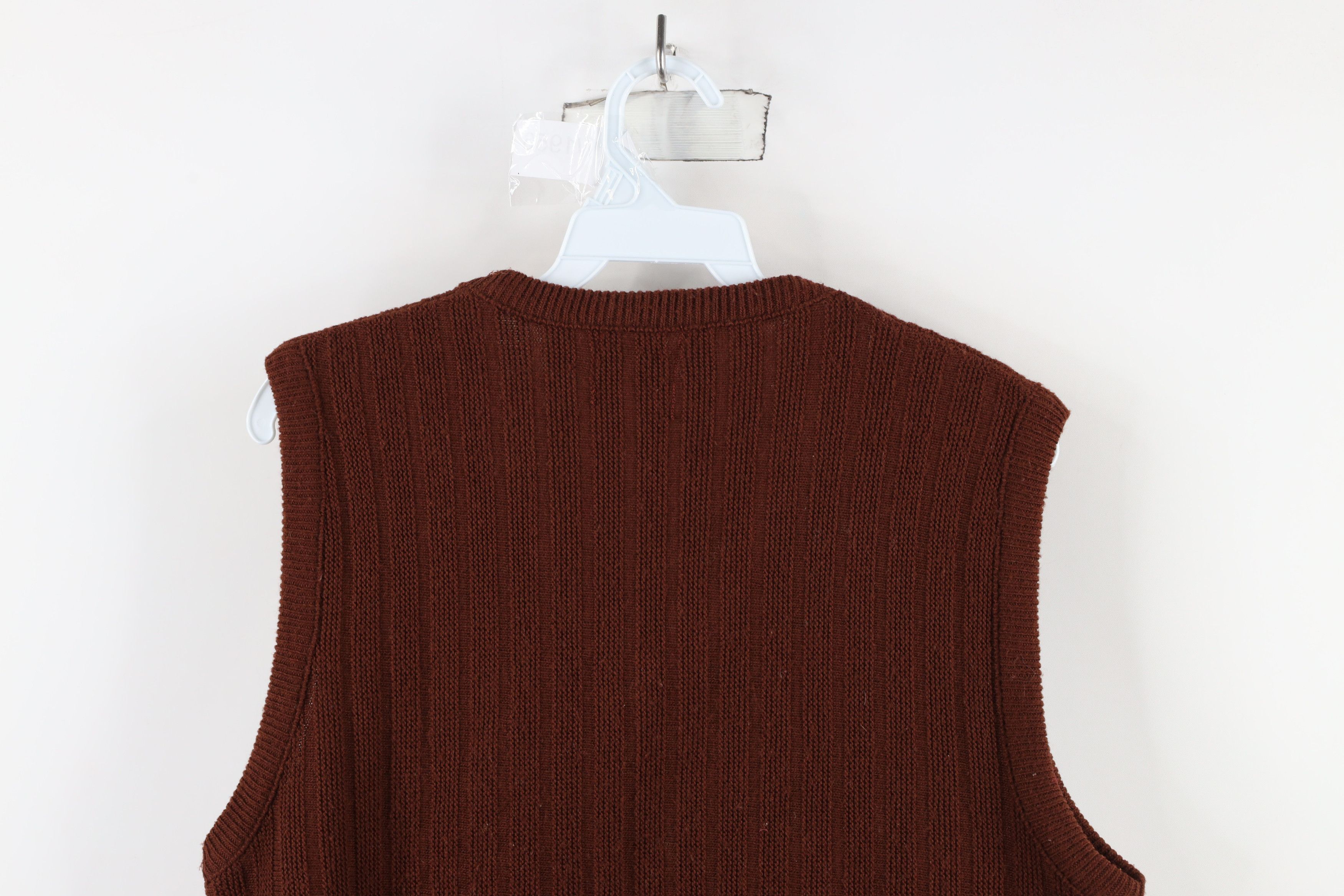 Vintage Vintage 70s Streetwear Blank Ribbed Knit Sweater Vest Brown Size L / US 10 / IT 46 - 9 Thumbnail