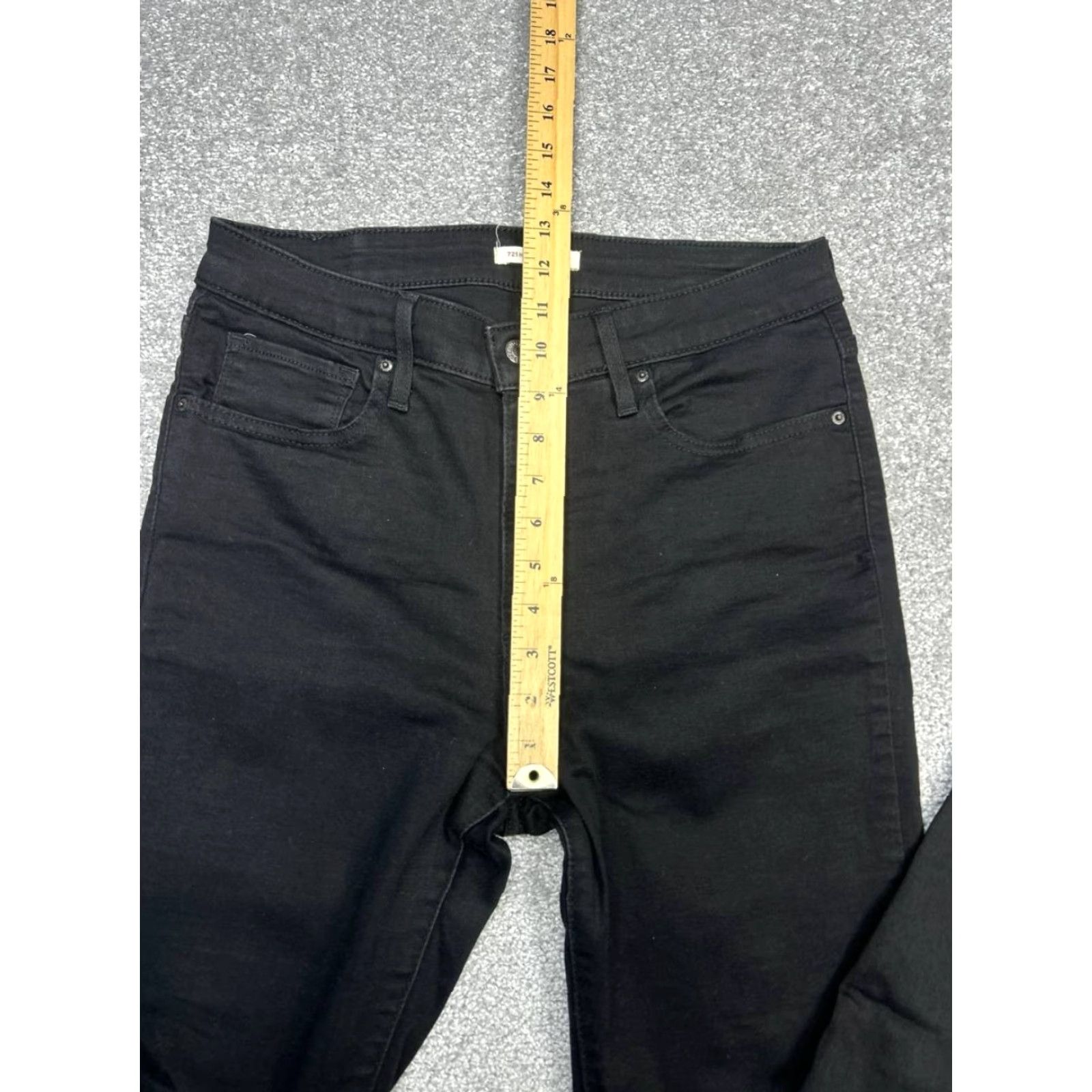 Levi's Levis 721 High Rise Skinny Jeans Womens 31 Black Denim Cotton Stretch 30x31 Vintage No Size 24" / US 00 / IT 34 - 6 Thumbnail