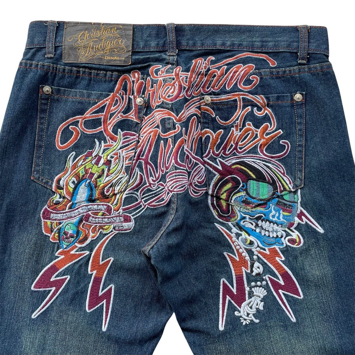 Vintage Christian Audigier - Embroidered Skull Jeans
