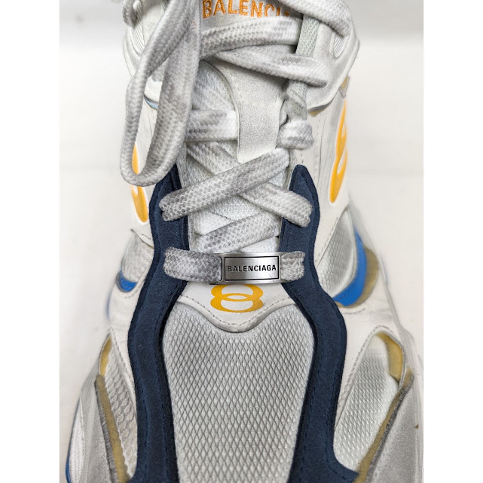 Balenciaga o1rshd1 Cargo Suede Low-Top Sneakers White/Grey/Orange/Blue Size US 10 / EU 43 - 7 Thumbnail