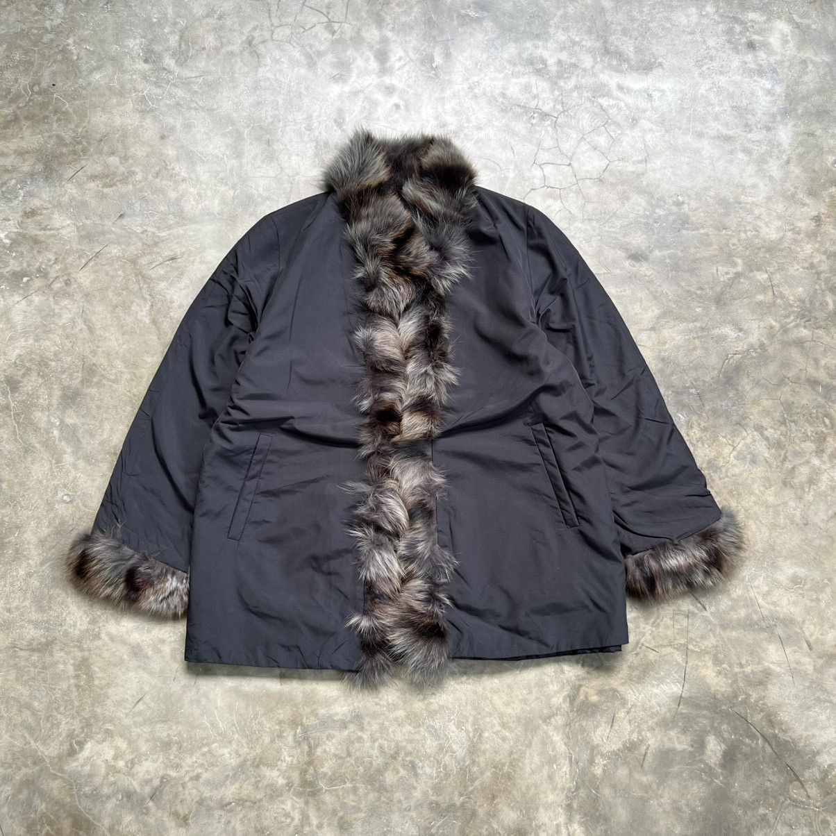 Balmain Vintage Balmain Reversible Monogram Fox Fur Silk Jacket Size US XL / EU 56 / 4 - 2 Thumbnail
