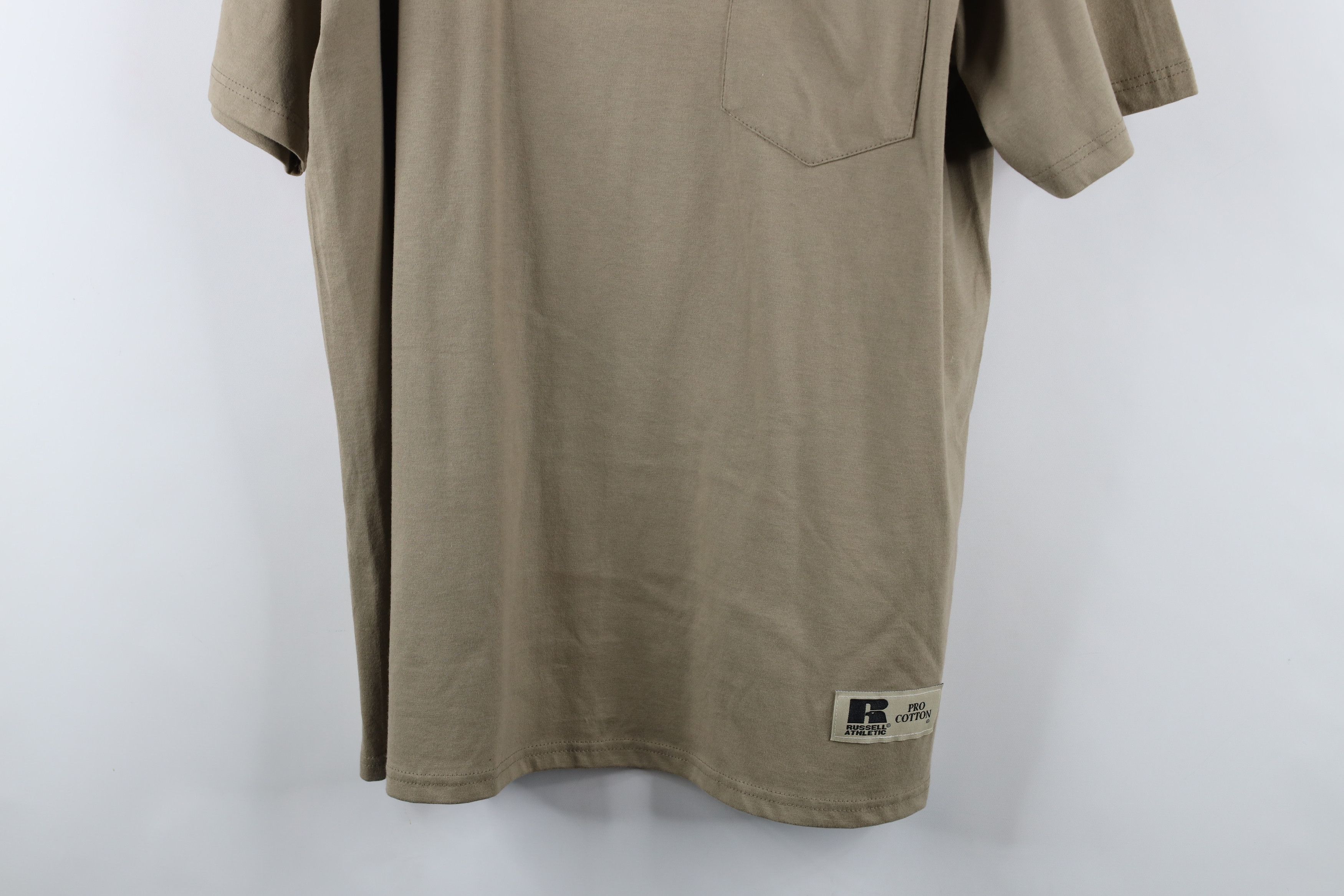 Russell Athletic × Vintage Vintage 90s Y2K Russell Athletic Blank Cotton T-Shirt Beige Size US L / EU 52-54 / 3 - 3 Thumbnail