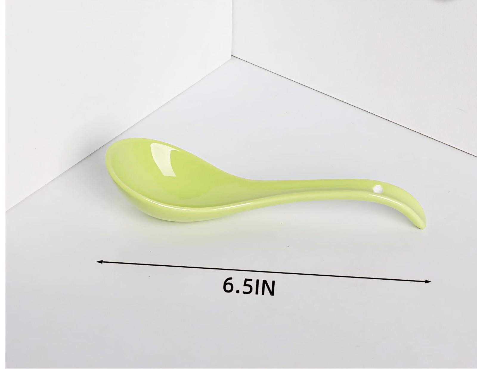 Other 5-Pack Ceramic Japanese Soup Spoons Set Olive Green Size ONE SIZE - 2 Thumbnail