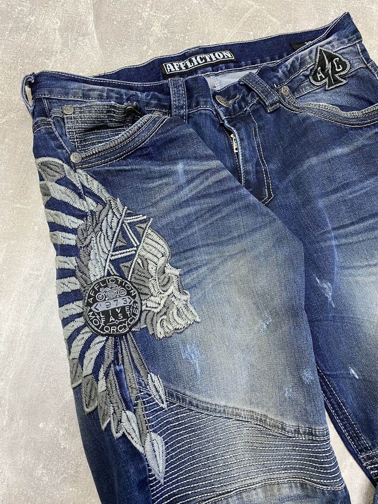 Affliction × Japanese Brand × Vintage Crazy Vintage Y2K Affliction Jeans Live Fast Motorcycles Size US 32 / EU 48 - 14 Thumbnail