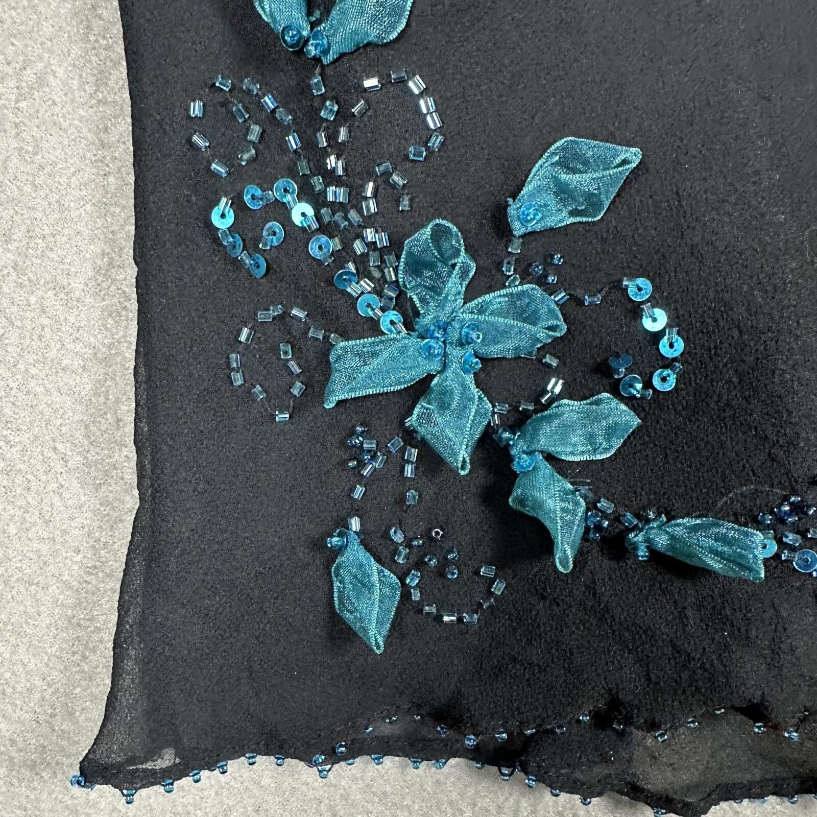 Icecream Beaded Silk Set Tank Top And Skirt Black Blue Floral Size 30" / US 8 / IT 44 - 7 Thumbnail