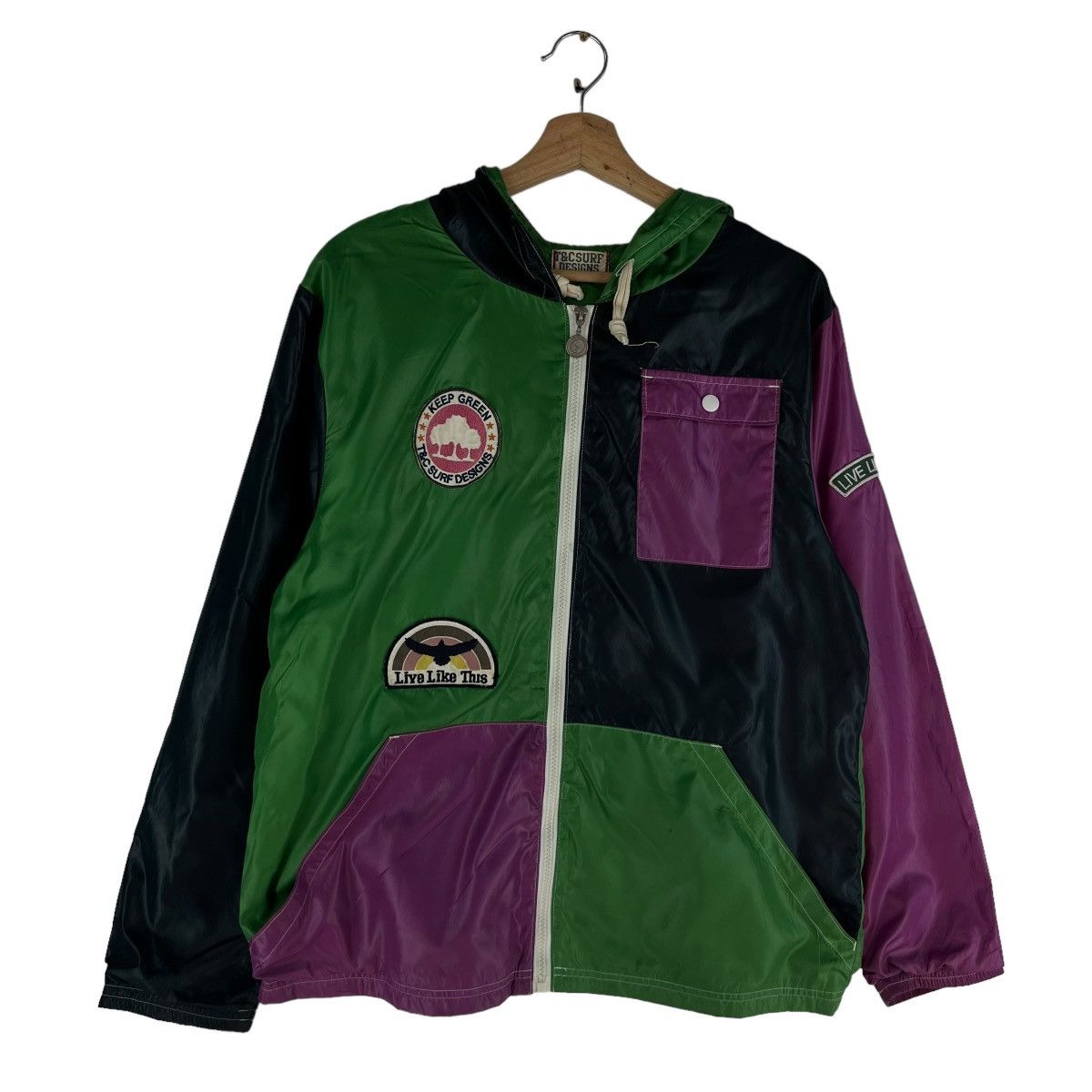 Japanese Brand 🔥VINTAGE ZIPPER JACKET T&C SURF RARE MULTI BLOCK COLOUR Size US M / EU 48-50 / 2 - 1 Thumbnail
